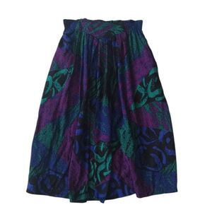 Vintage Images Multicolored Abstract Print Pleated Flowy Skirt Women's Small